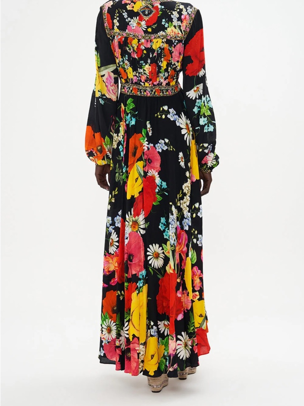 NWT Camilla Peasant Front Tie Maxi Dress in Divine Divinity - Picture 2 of 6